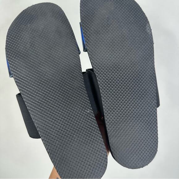 Helmut Lang Women’s Size 37/US 7 Black Blue Python Open Toe Slide Sandals - Picture 4 of 7